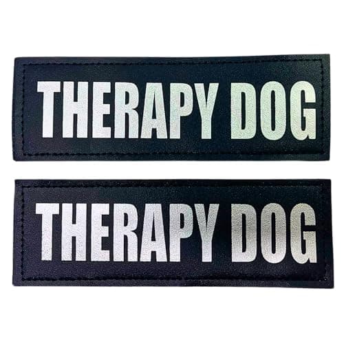 Albcorp Reflective Therapy Dog Patches with Hook Backing for Service Animal Vests/Harnesses Large (6 X 2) Inch