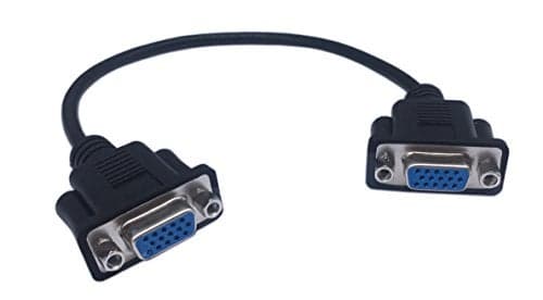CERRXIAN 1ft VGA SVGA 15 Pin HD15 Female to Female Gender Changer Adapter Extension Video Monitor Cable for PC Laptop TV Porjector(ff)