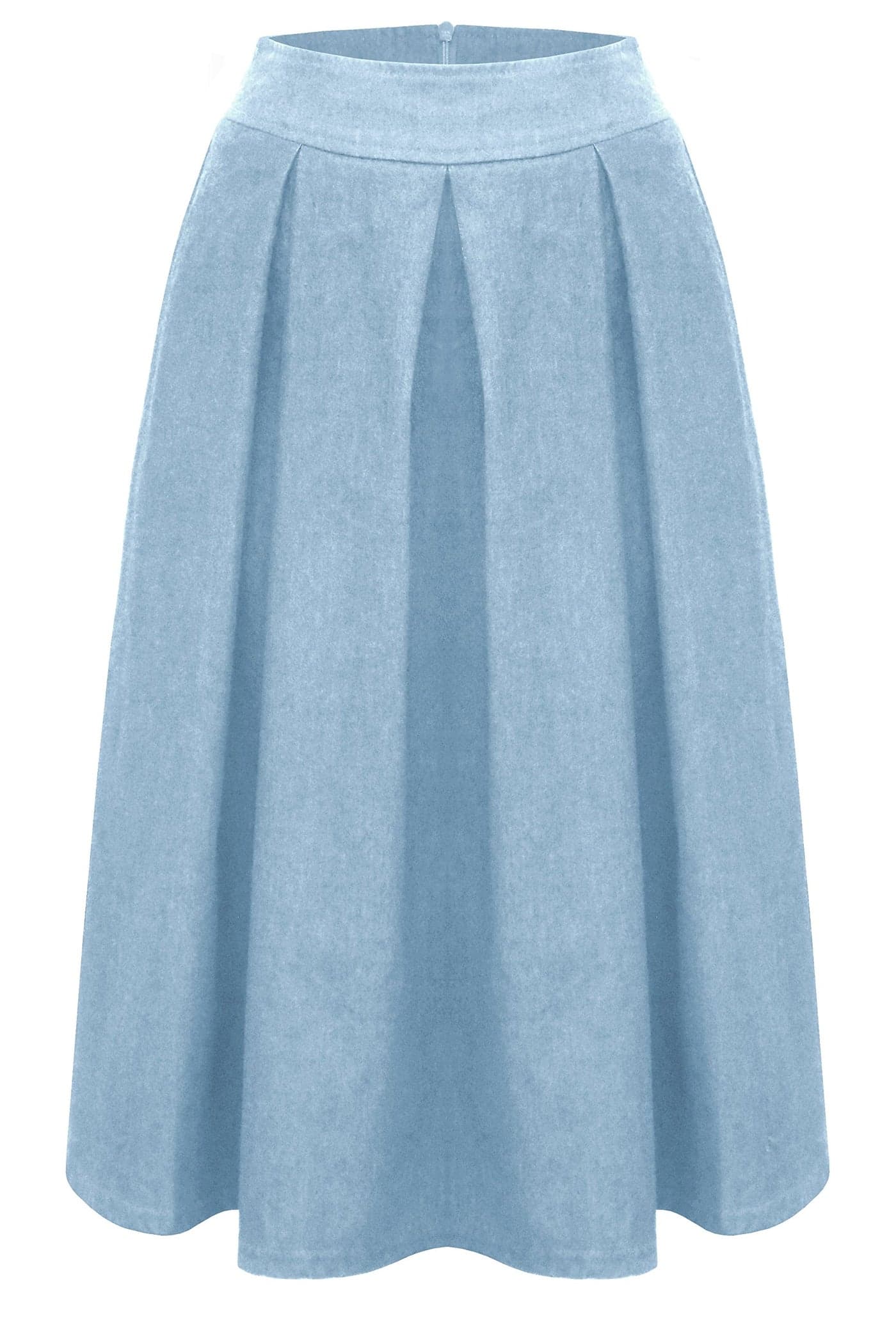 BABY O Women's Pleated Flare Ultrasoft Light Weight Denim Skater Skirt (Light Blue - 12)