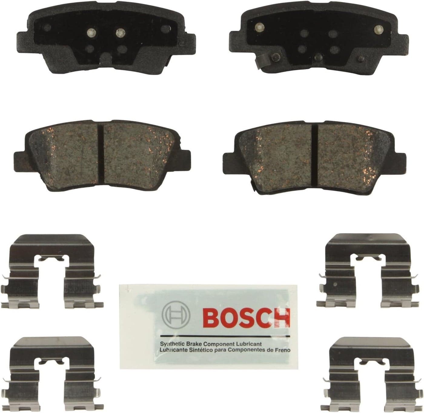 BOSCH BE1544H Blue Ceramic Disc Brake Pad Set With Hardware - Compatible With Select Hyundai and Kia Models