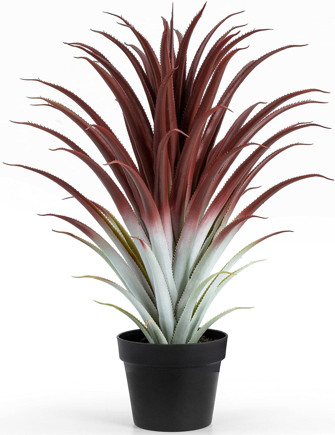 SUNPRAIRIE Hyper Realistic Big Red Artificial Aloe Vera Plant 26 Inches Tall Large Faux Agave in Matte Black Pot