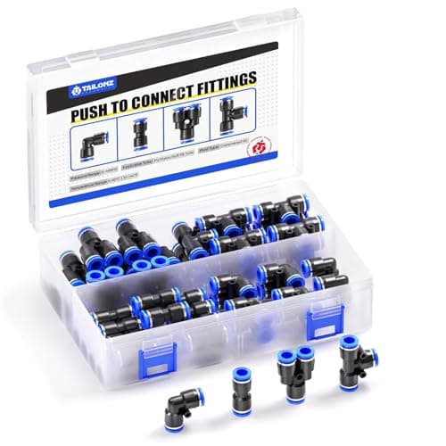 TAILONZ PNEUMATIC 6mm od Push to Connect Fittings Pneumatic Fittings Kit 10 Spliters+10 Elbows+10 tee+10 Straight (40 pcs)