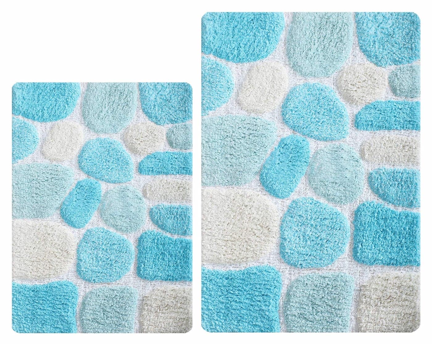 Bathroom Rugs Pebble Stone Bath Rug Set 2 Piece 21x32 17x34 InchesNonSlip Bathroom Floor MatsQuick Dry Bathroom Mat for Tub Spa Shower Kitchen Living Room Entry Way Door Mats Turquoise Multi