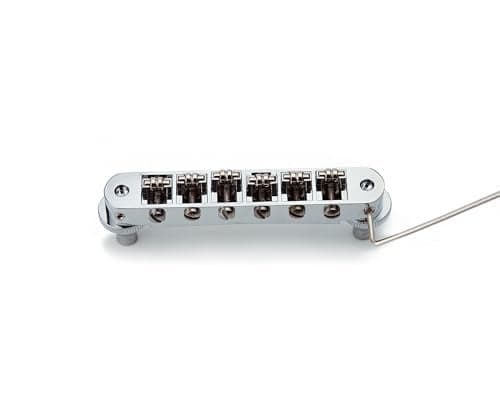 Guyker TuneOMatic Roller Saddle Bridge String Space 105mm Guitar Bridges with Post Hole 42mm Replacement Compatible with Les Paul LP SG 6 String Electric Guitar GM015 Chrome
