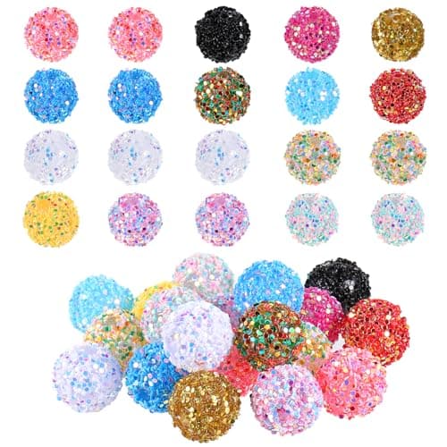 SynHHergyx 20pcs Colorful Mixed Color Sequin Beads Round Resin 16mm Loose Beads Perfect for DIY Pens Keychain Bracelets
