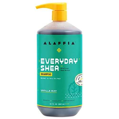 Alaffia EveryDay Shea Shampoo, Gently Cleansing Shampoo for Normal to Dry Hair, Made with Fair Trade Shea Butter, Cruelty Free, Vegan, No Parabens, Vanilla Mint 32 Fl Oz