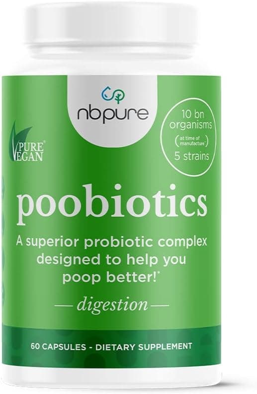 nbpure Poobiotics Vegan Pre Probiotics Gut Health Microbiome Balance Support for Men Women Supports IBS Diarrhea Constipation Leaky Gut Relief Lactobacillus Bifidobacterium