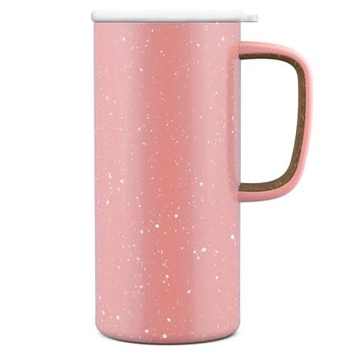 Ello Campy 18oz Stainless Steel Travel Mug with Handle and Leak-Proof Slider Lid, Reusable, Vacuum Insulated, Perfect for Coffee or Tea, Home, Gift, Travel, Office, BPA Free, Georgia Peach