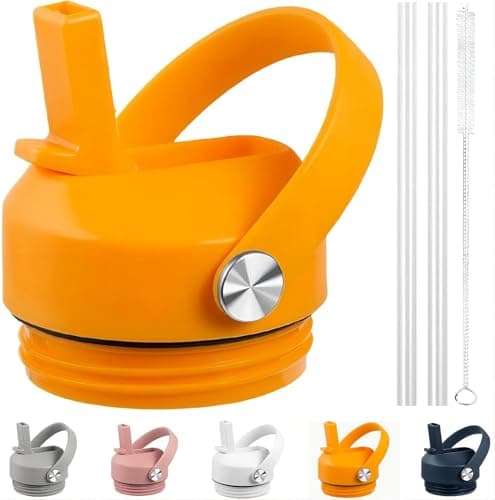 Straw lid for Yeti Rambler 18 26 36 64 oz, Lid with Straws and Flexible Handle, Replacement Cap for Yeti 18oz 26oz 36oz 64oz Rambler Water Bottle Straw Cap, King Crab