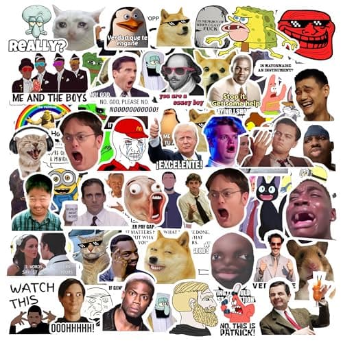 Trueflair Pack of 302 Meme Vinyl Stickers, Random Designs, for Laptop, Journal, Bike Helmet, Diary, Guitar, Mobile, Waterproof, Self-Adhesive (Meme)