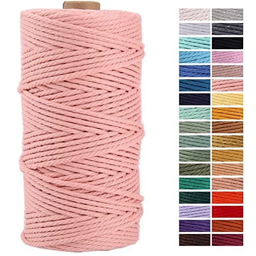 Meat Pink Macrame Cord 3mm x 109Yards,Colored Cotton Rope Craft Cord Colorful Cotton Cord Twine for Wall Hanging Plant Hangers Crafts Knitting Decorative Projects