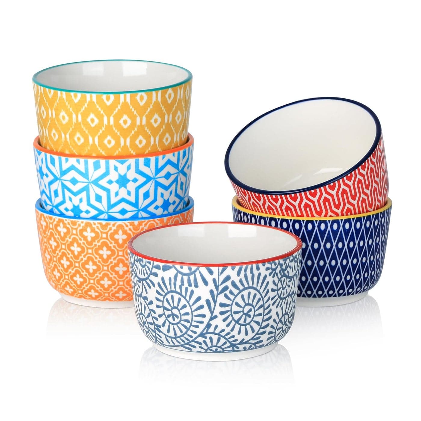 Selamica Ceramic 8 Oz Ramekins Creme Brulee Ramekins Oven Safe Baking DishesCups for Souffle Custard Pudding Small Bowls for Ice Cream Dip Set of 6 Assorted Colors
