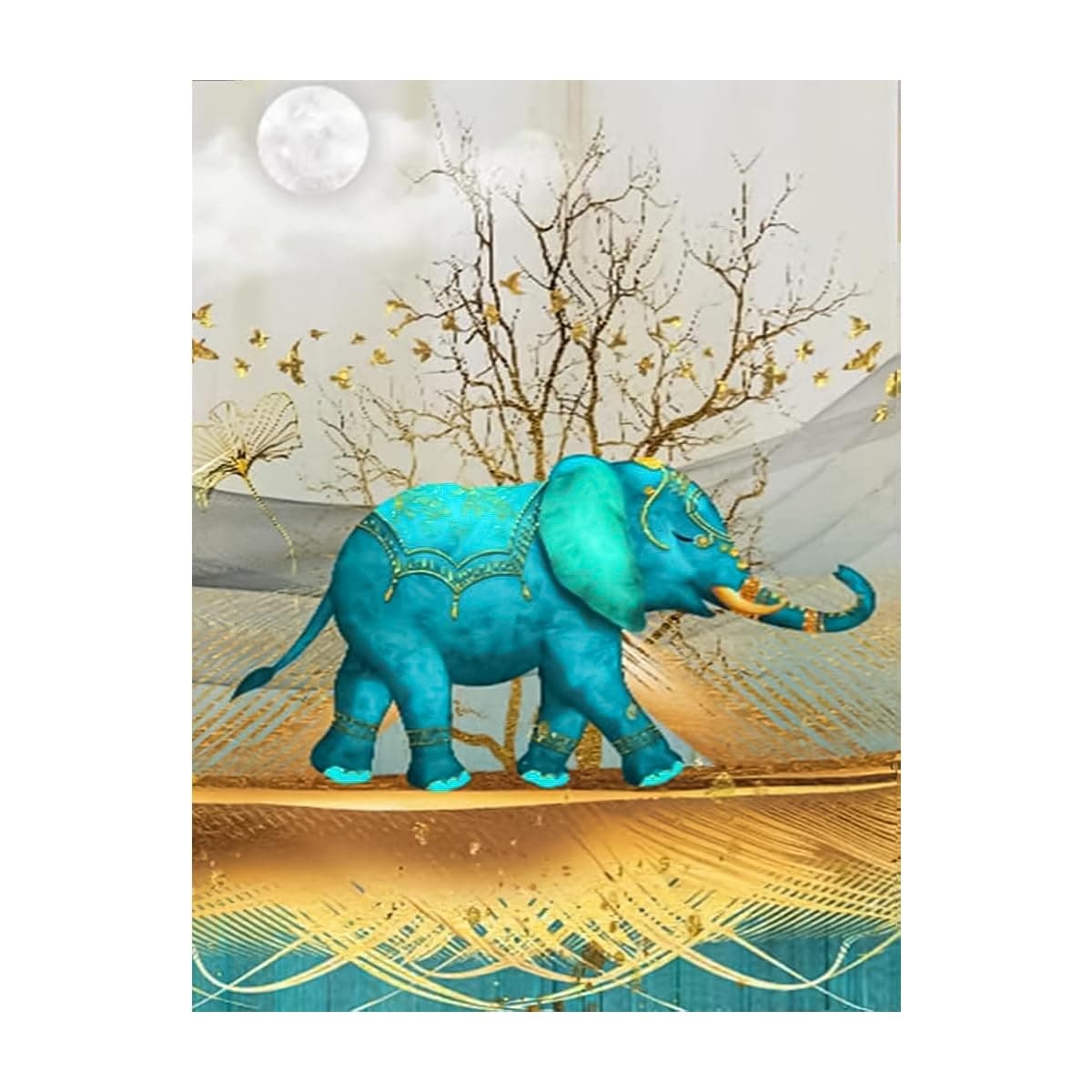 HASTHIP® Diamond Painting Kit, 12x16inch Blue Elephant Diamond Painting, 5D Diamond Painting Kit for Adults & Kids, Very Suitable for Home Leisure and Wall Decoration, Gift for Kids and Adults