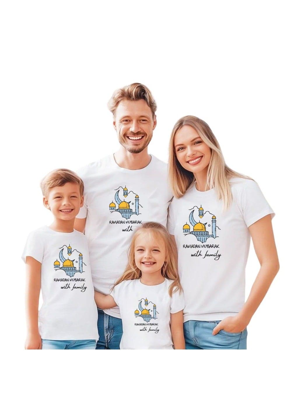 Ramadan Family Matching T-Shirts For Men,Women And Kids–Festive Eid Mubarak Short Sleeve Round Neck Cotton T-Shirts–Perfect For Ramadan