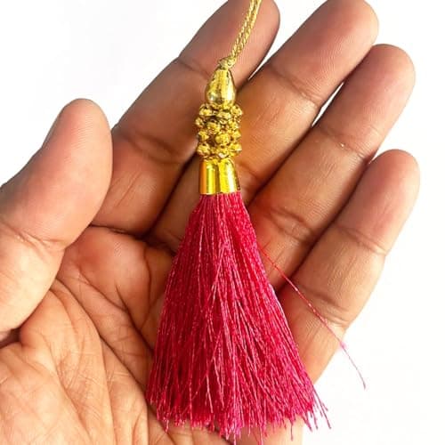 Adikala Silk Tassels for Saree Pallu, Choli, Blouse, Dupatta, DIY Art & Craft and Gifting Decor (12, Rani)