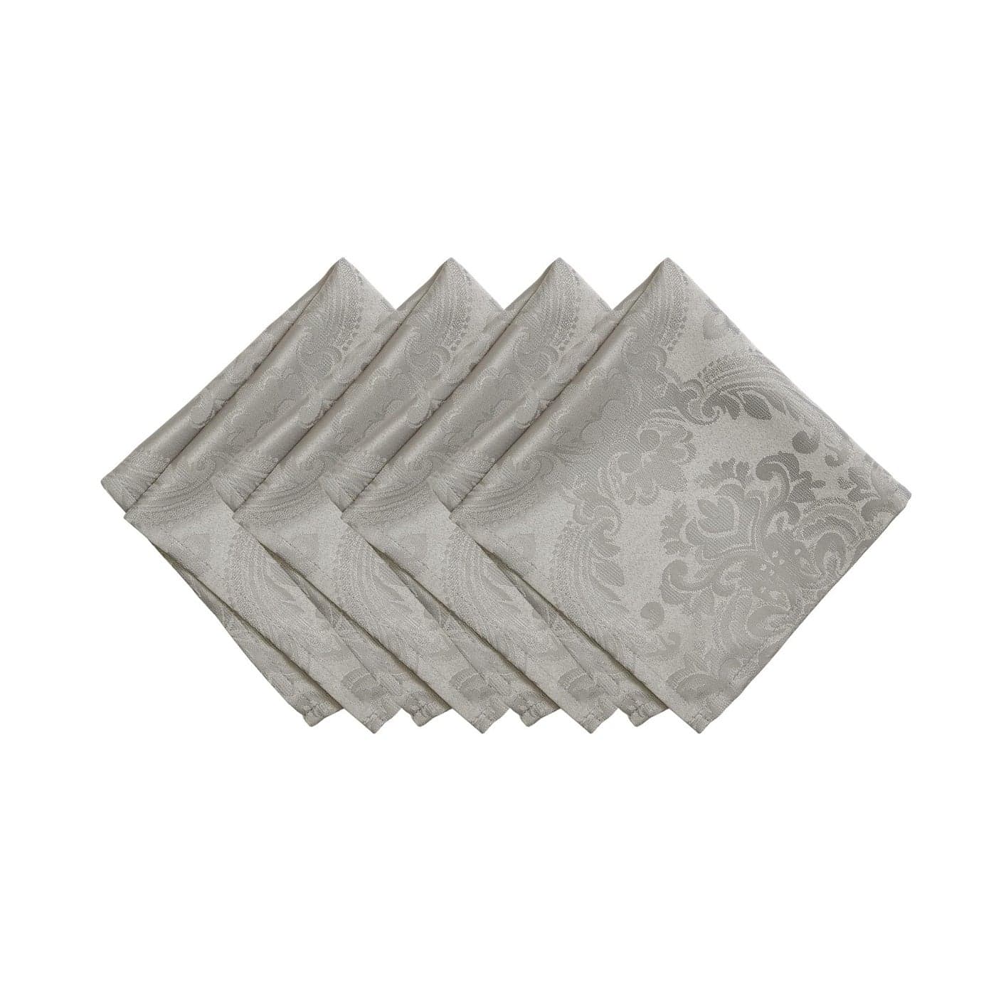 Elrene Home Fashions Caiden Elegance Damask Waterproof Stain Wrinkle Resistant Fabric Napkins Set of 4 17 x 17 Silver