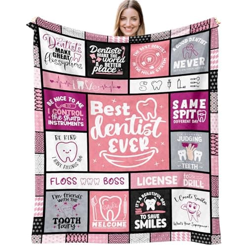 LSEOMIO Dentist Gift, Dentist Blanket, Gifts for Dentist, Dentist Gifts for Women, Dental Gift for Coworkers, Best Dentists Graduation Gift Throw Blanket 60"x50"