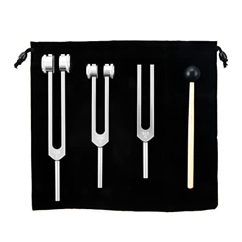 Tuning Forks Set- 128Hz, 256Hz, 512Hz, Body Tuning Forks Perfect for Sound Chakra Set,Musical Instrument, Therapy, Silver