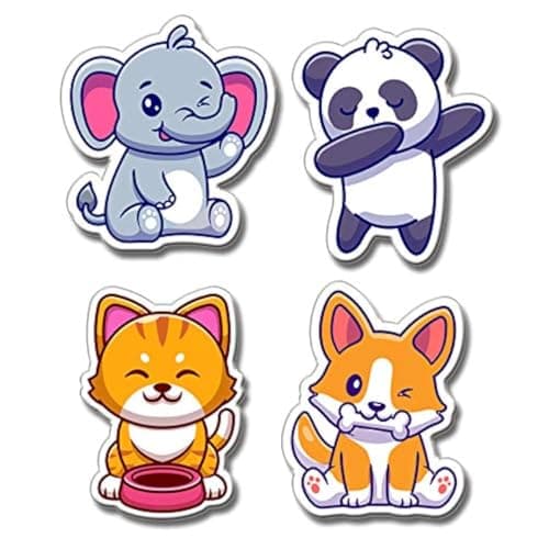 Yey Fridge Magnets Refrigerator Stylish Set Cute Animal Designs for Home, Kitchen and Office Decoration (Multicolor, 3x2 inches) Set of 4 Designs