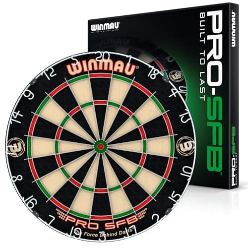 WINMAU Pro SFB Bristle Dartboard StapleFree Bullseye Dart Board SelfHealing Sisal Cliple II Wiring Reduced BounceOuts Official Size for Home Club Practice