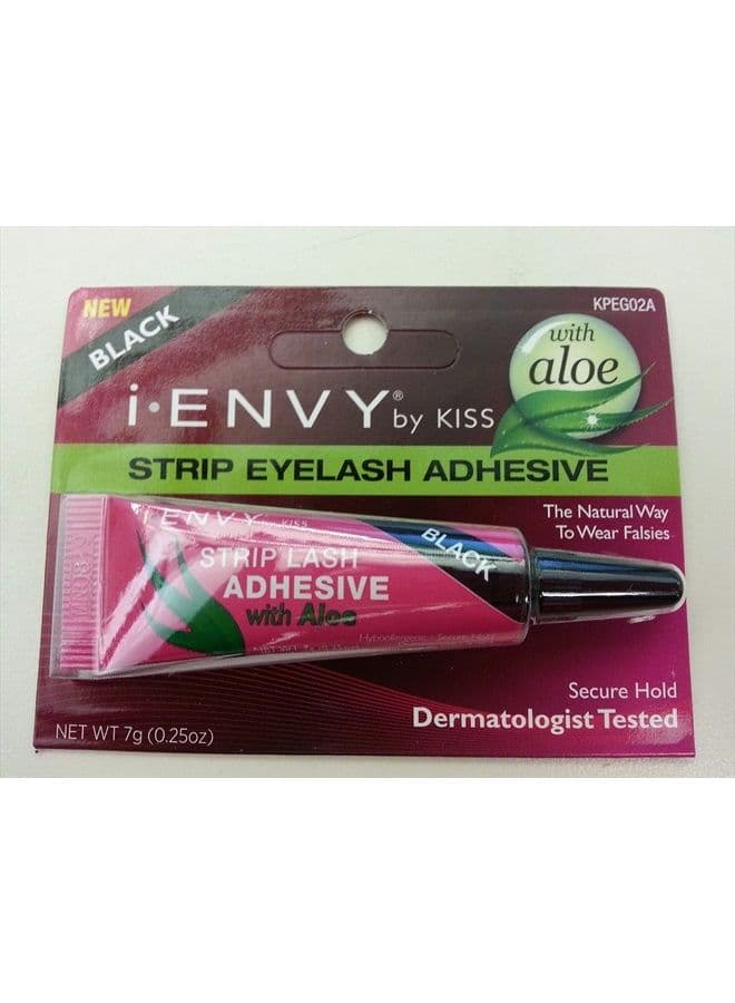 Kiss I Envy Strip Eyelash with Aloe Adhesive Black 0.25oz (2 Pack)