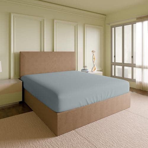 SUPREME ELEGANCE 100% Cotton Queen Fitted Sheet Only, Soft Gray, Percale Weave, Deep Pocket Bed Sheets with Elastic Corner Straps, Cooling, Crisp Sábana Ajustable, Bottom Sheet (60" W x 80" L)