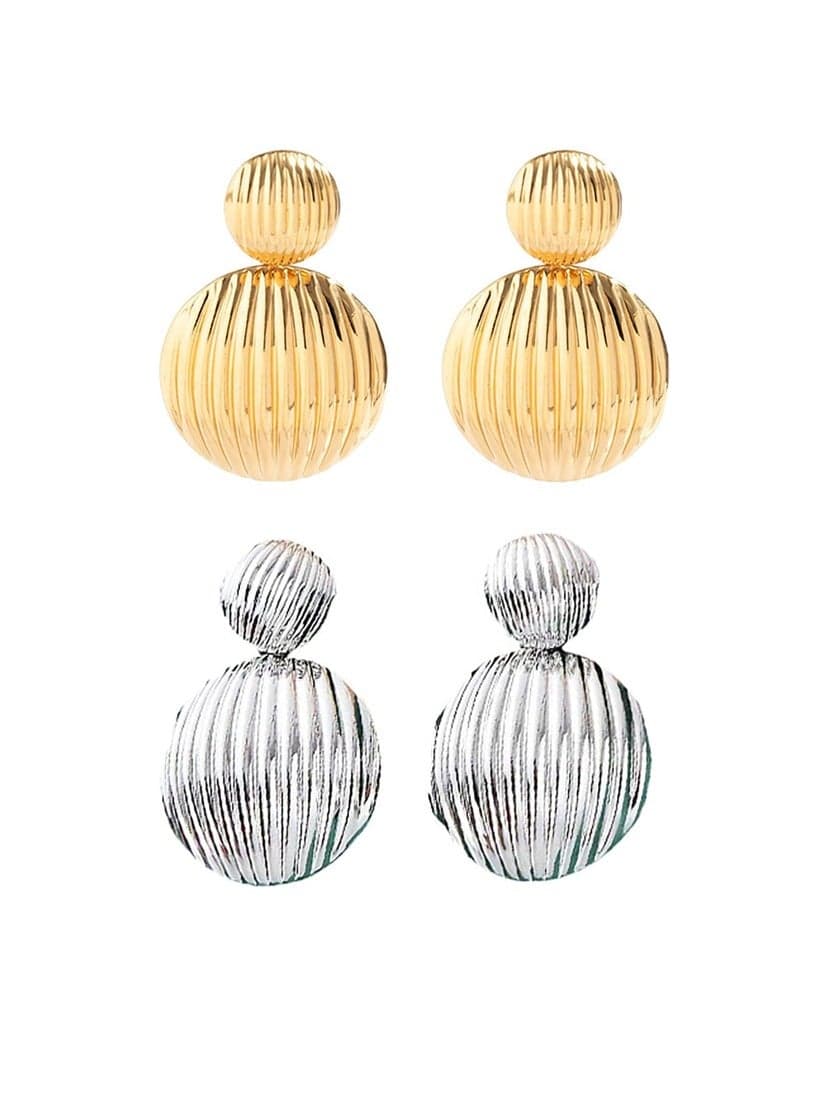 Exquisite Hemisphere Drop Earrings, 2 Pairs Statement Retro Earrings Double Ball Drop Earrings, Gold Dangle Drop Earrings for Women Girls, Perfect for Graceful Style