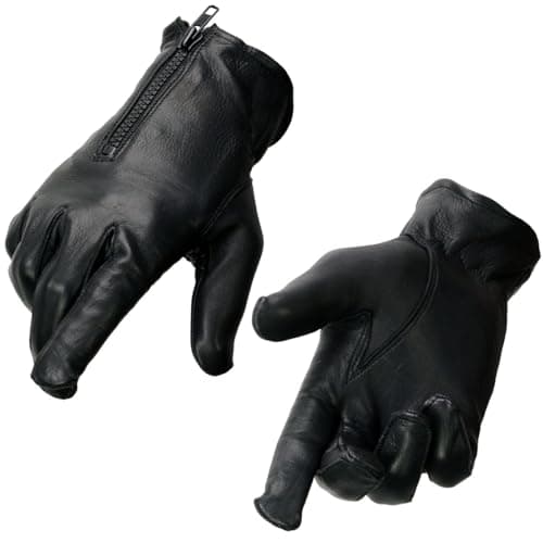 Milwaukee Leather SH867 Men's USA Deerskin Black Leather Unlined Lightweight Motorcycle Riders Gloves - Large