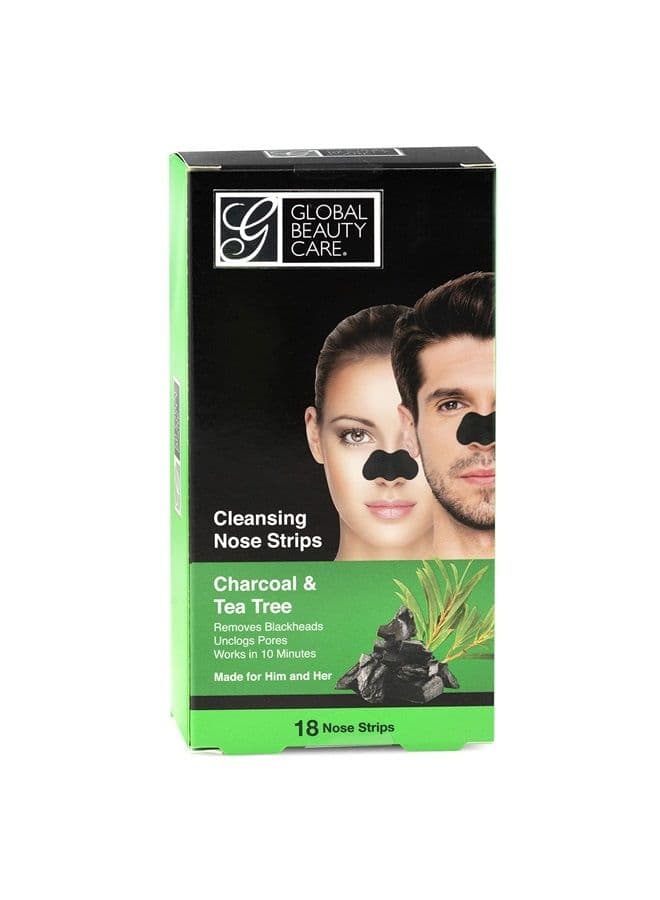 18 Nose Cleansing Strips of Activated Charcoal & Tea Tree Nose Strips For Blackheads Removal Charcoal Blackhead Remover Strips - 18 Ct