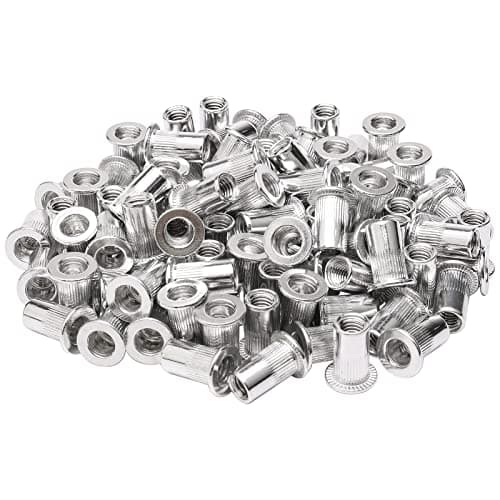 JIUWU 100 Pcs M5 5 mm Flat Head Aluminum Rivet Nut Blind Insert Nut