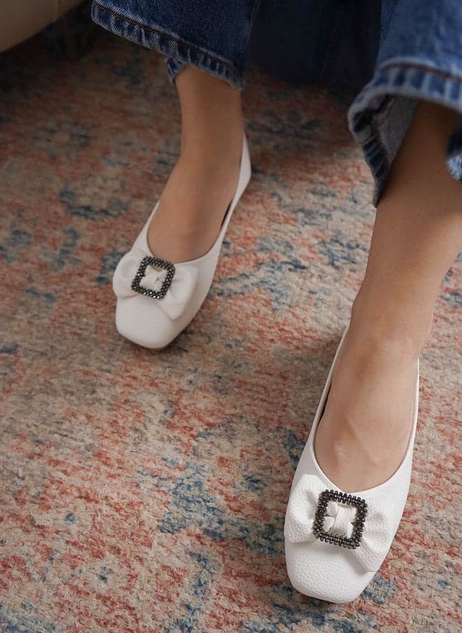 White Ballerinas Flats for Women — 38