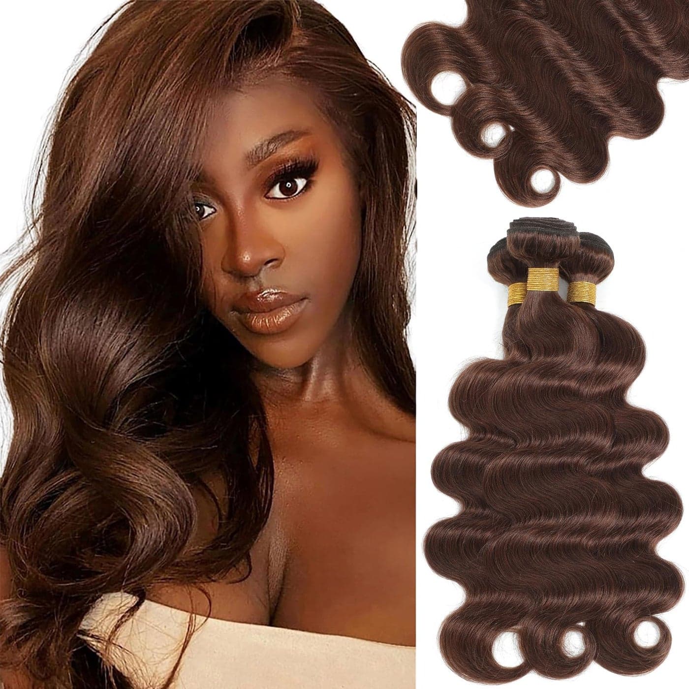 Kapelli Hair 10A Human Hair Bundles Light Brown Brazilian Virgin Hair Body Wave 4 14 16 18 Brazilian Human hair 100 Unprocessed Virgin Remy Hair Bundles Human Hair Weave