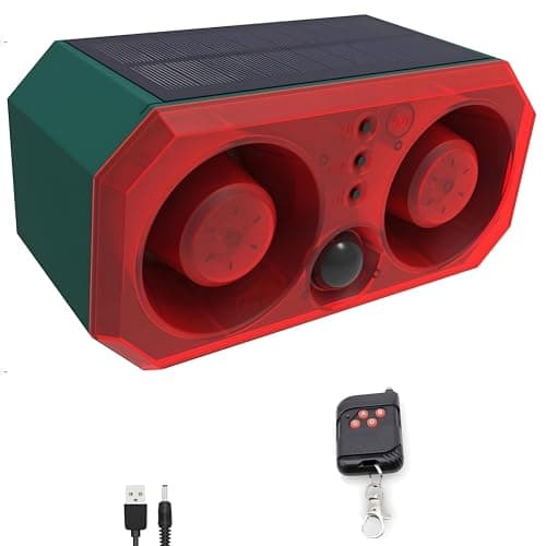 Solar Outdoor Motion Sensor Alarm - Barking Dog Sound With 2 * 130db Noise Maker & 13LED Strobe Light, Support Recording, for Home Security (1 Pack)