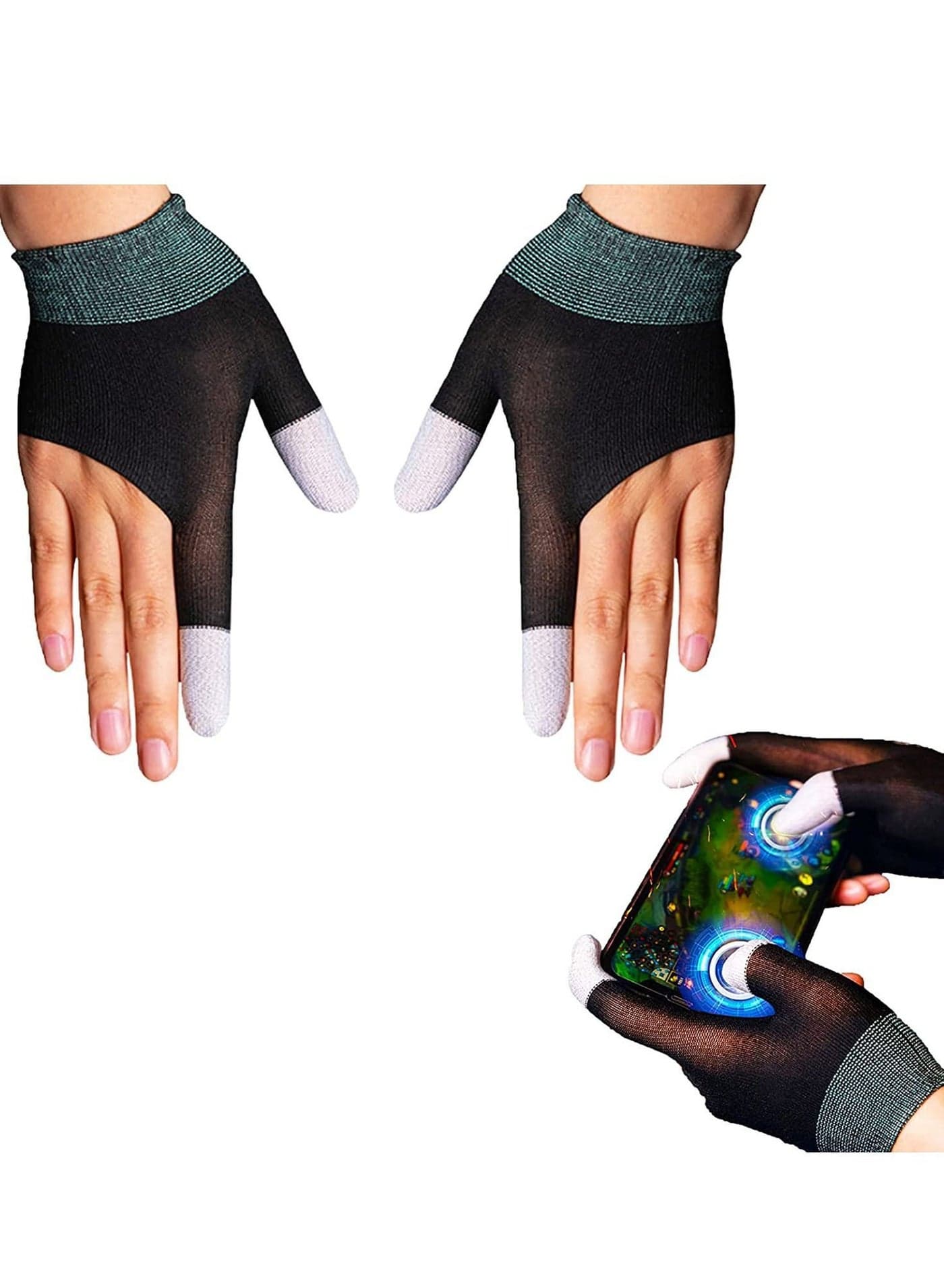 Gaming Gloves Newest Silver Fiber G1 Material Breathable Sweat-proof Finger Touch Screen Game Controller Thumb Protective Cover for Pubg Mobile Game Accessories (One Pair)