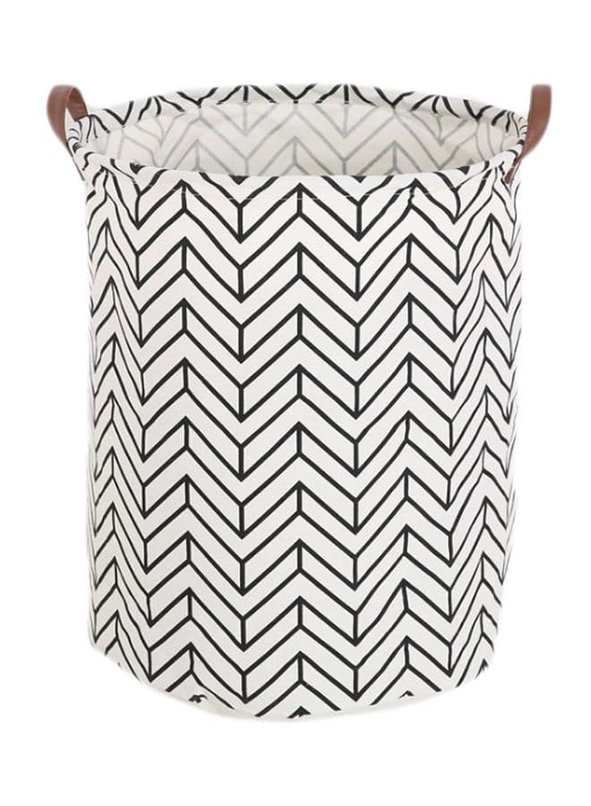 Geometric Printed Rounded Storage Basket White/Black 40x50centimeter