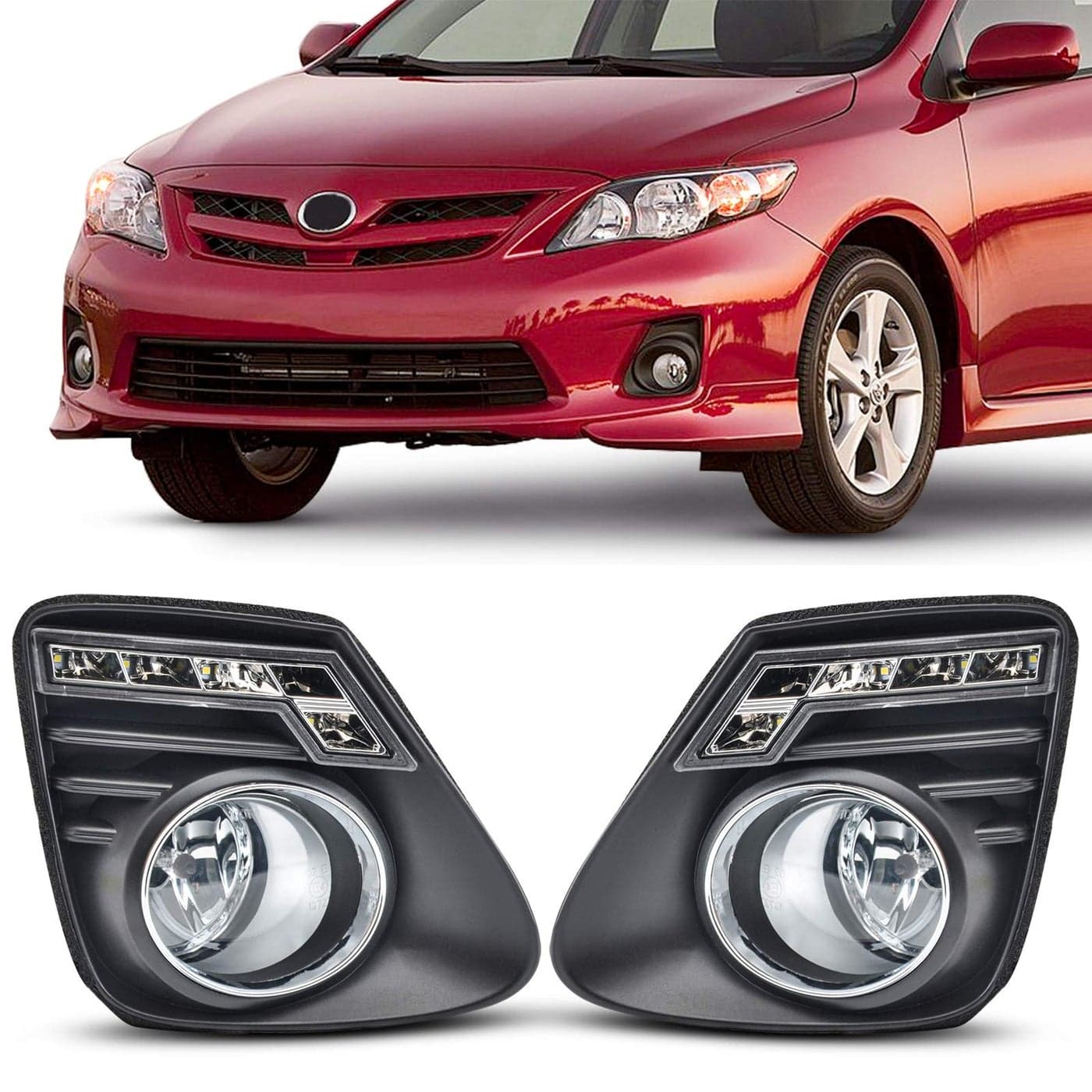 DLAA Fog Lights DRL Led Halogen Bulbs for Toyota CorollaAltis 2011 2012 2013 Fog Lamps Assembly Replacement