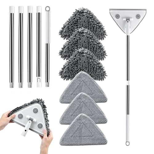 MUEE Professional Window Squeegee, 3 in 1 Squeegee Window Cleaner l with Long Handle , Window Washing Kit, Glass Door Cleaner, Multi-Use Car Washer Cleaning Tool for High Outdoor Walls/Glass/Window