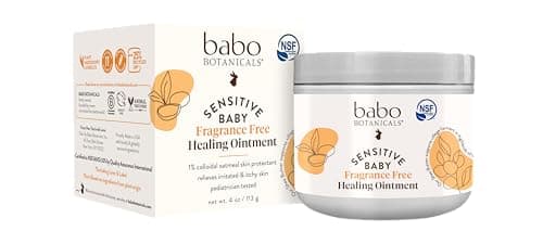Babo Botanicals Sensitive Baby Fragrance-Free All Natural Healing Ointment - 99% Organic & 1% Colloidal Oat - Steroid-Free - NSF Certified - For Eczema, Irritated/Itchy Skin - Face, Body, Diaper Area
