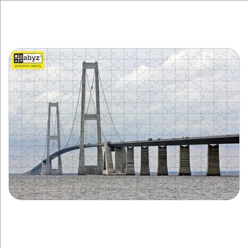 ABYZ Wooden Jigsaw Puzzle – Great Belt Bridge, Denmark Playset for Little Explorers, 252-Pieces Fun Games with Multicolor | Birthday Gift for (6 Plus Years) Age Kids.
