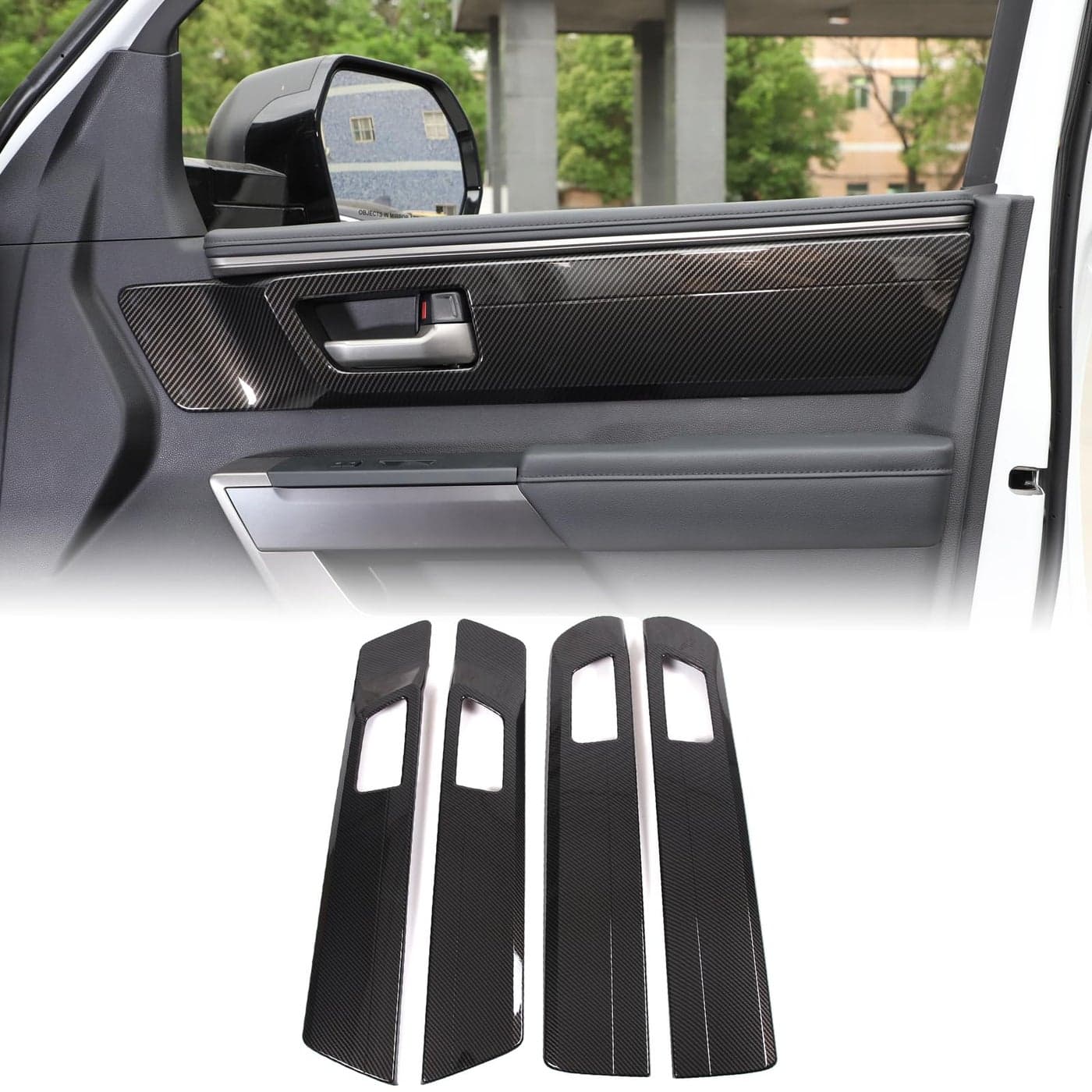 Aunginsy Car Inner Door Handle Panel Trim Cover Compatible with Toyota Tundra 20222023 Inner Car Front Rear Door Look Interior Door Handle Panel Protection Cover Decor Frame Sticker ABS Accessories
