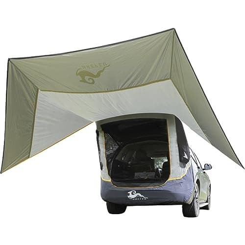 HREFEU SUV Tailgate Tent with Awning, Tailgate Shade Awning for Camping, Hatchback Tent,Sun Shelter Camping Outdoor Travel, Waterproof 3000MM UPF 50+