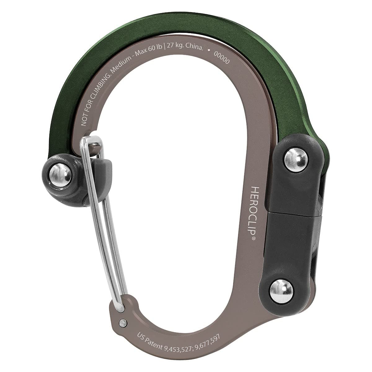 GEAR AID HEROCLIP Carabiner Gear Clip and Hook (Medium) for Camping, Backpack, and Garage Organization, Forest Green