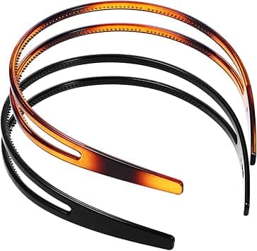 minkissy 2pcs Plastic Headband Double Row Hair Hoops Vintage No Slip Hair Bands with Teeth for Adult Women Girls Face Washing