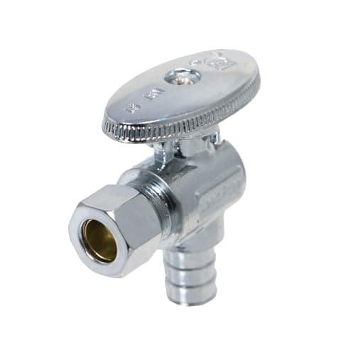 10 Piece XFITTING 1/2" Pex x 3/8" Od Compression 1/2 Turn Angle Stop Valve- Brass With Metal handle