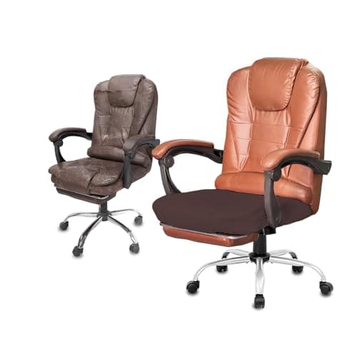 NeColorLife Large Seat Cover for Office Chairs – Stretchy & Washable Slipcover for Oversized Cushions, Fits 17.7”–25”, Dark Brown(Seat Only, Printed Design A)