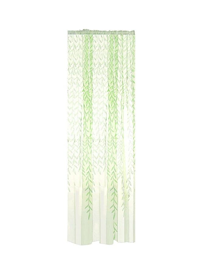 Leaf Pattern Living Room Window Curtain White/Green