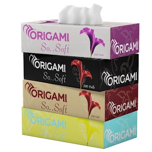 Origami 2 Ply Facial Tissue Box | Car Tissue - Pack of 6 (200 Pull 1200 Sheets)