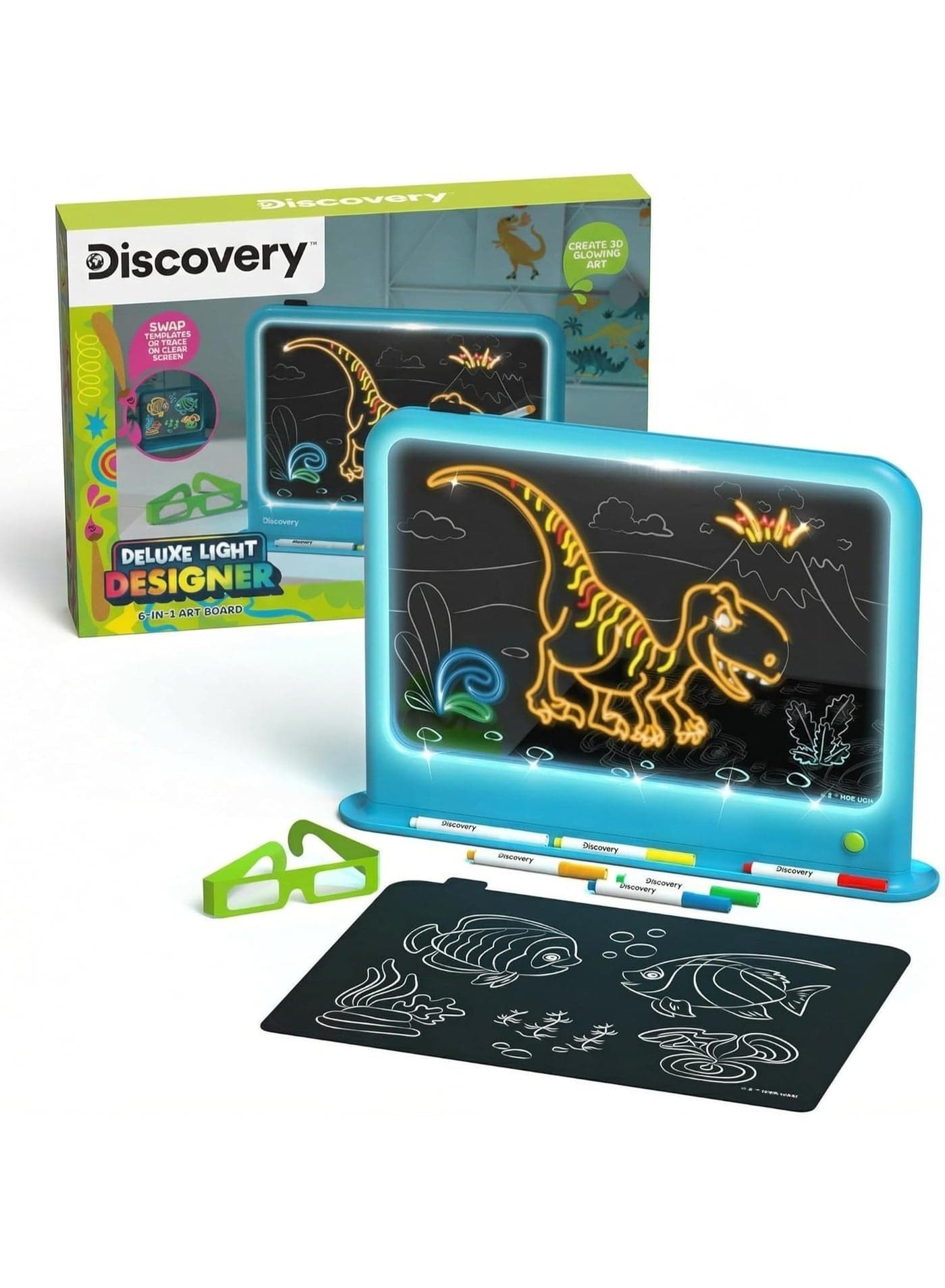Discovery Deluxe Light Designer 6-In-1 Art Board, Arts & Crafts Kit, Educational Toys for Kids & Toddlers 4+ Years