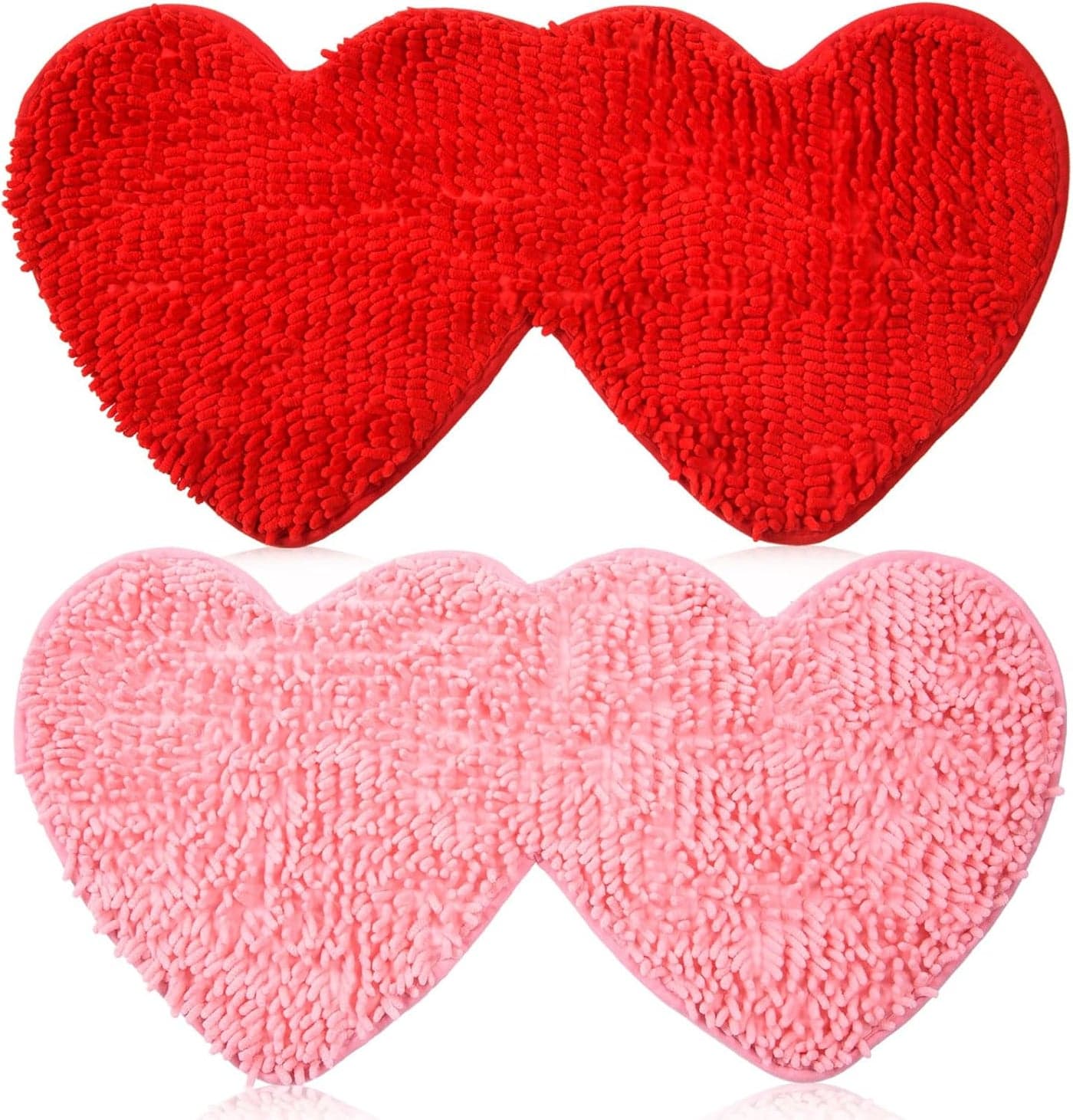 AWIZOM 2 Pcs Heart Rugs Heart Shaped Bathroom Rug Decorative 315x1575 NonSlip Heart Doormats Washable Love Kitchen Floor Mat for Home Bedroom Living Room Entrance Floor DecorRed Pink