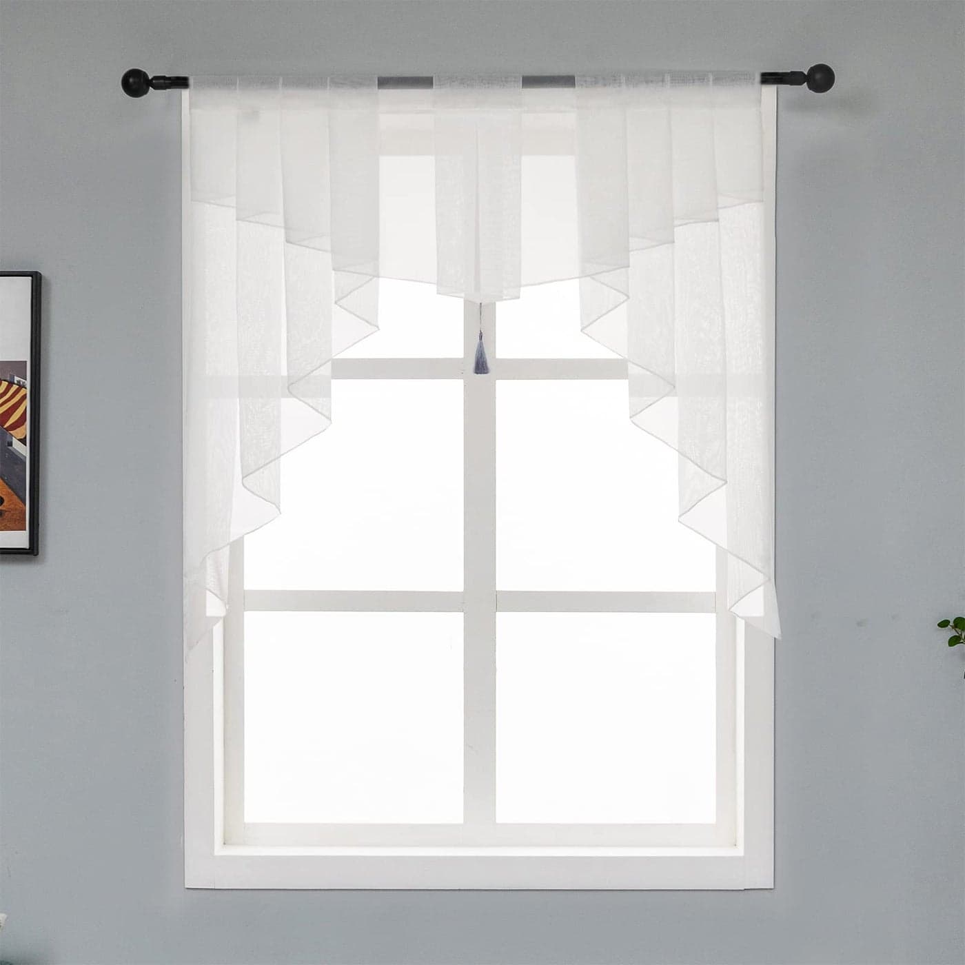 Swag Sheer Valance Curtains for Living Room Color Matching Kitchen Valance for Farmhouse Window Rod Pocket Voile Swag Tailored Curtain Valance for Bedroom Bathroom White 39W x 39L Inches